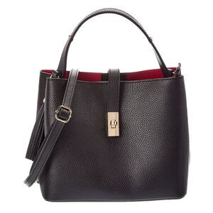 Italian Leather Kira Leather Top Handle Bag, Black